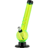 JM Plastics 8" Acrylic Angled Neck Bubble Bong in Neon Green - Front View