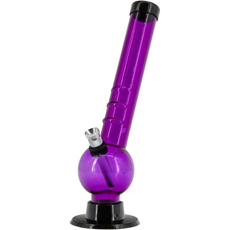 JM Plastics 8" Purple Acrylic Angled Neck Bubble Bong, Front View on White Background