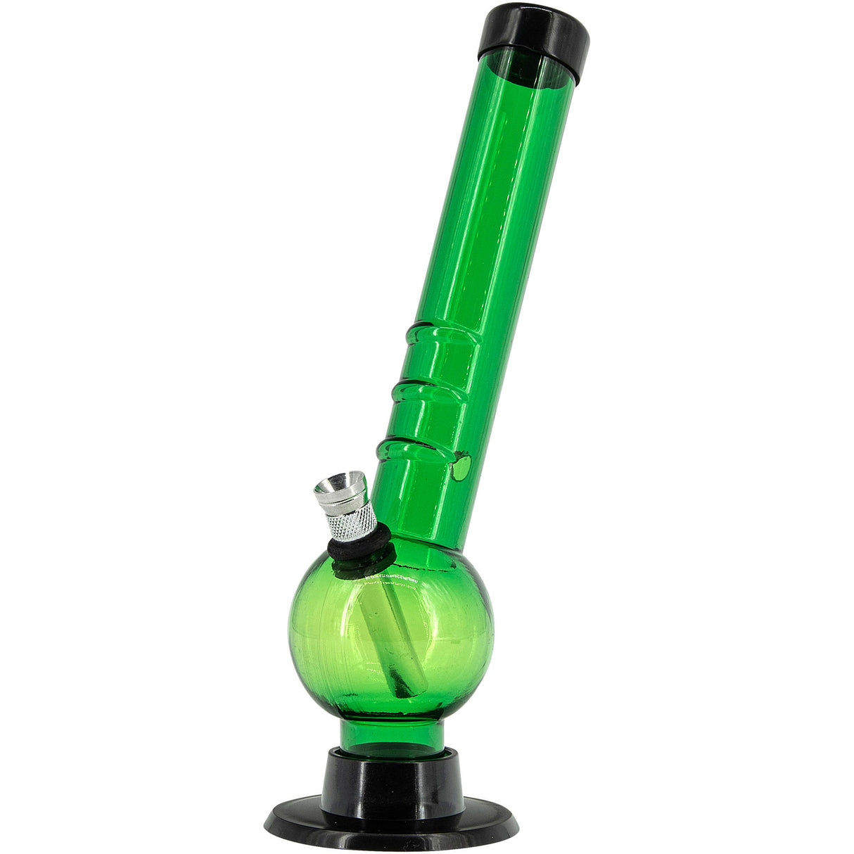 JM Plastics 8" Green Acrylic Angled Neck Bubble Bong with Deep Bowl - Front View