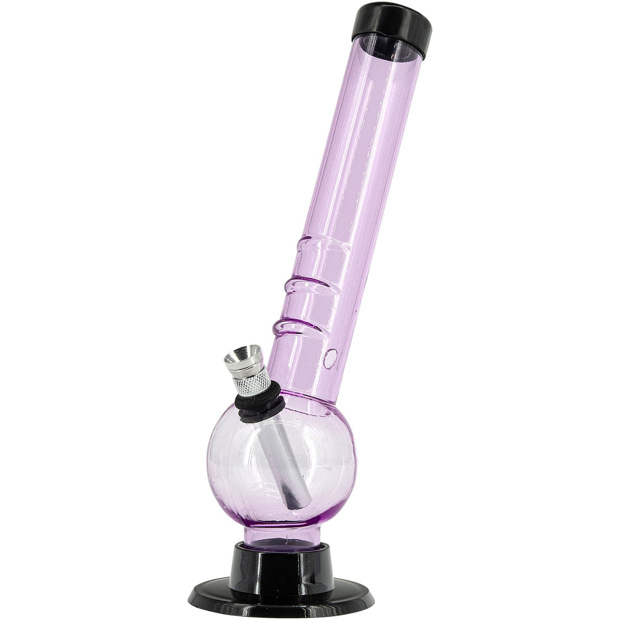 JM Plastics 8" Acrylic Angled Neck Bubble Bong in Pink, Durable Water Pipe with Sturdy Base