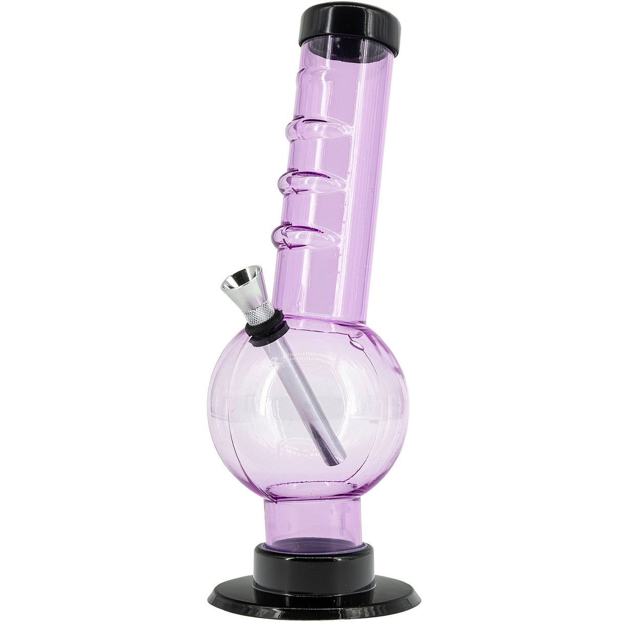 JM Plastics Acrylic Angled Neck Straight Tube Bubble Bong in Pink, 9-12 Inch Options