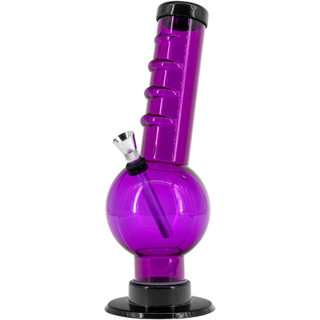 JM Plastics Acrylic Angled Neck Straight Tube Bubble Bong in Purple, 9-12 Inch Options