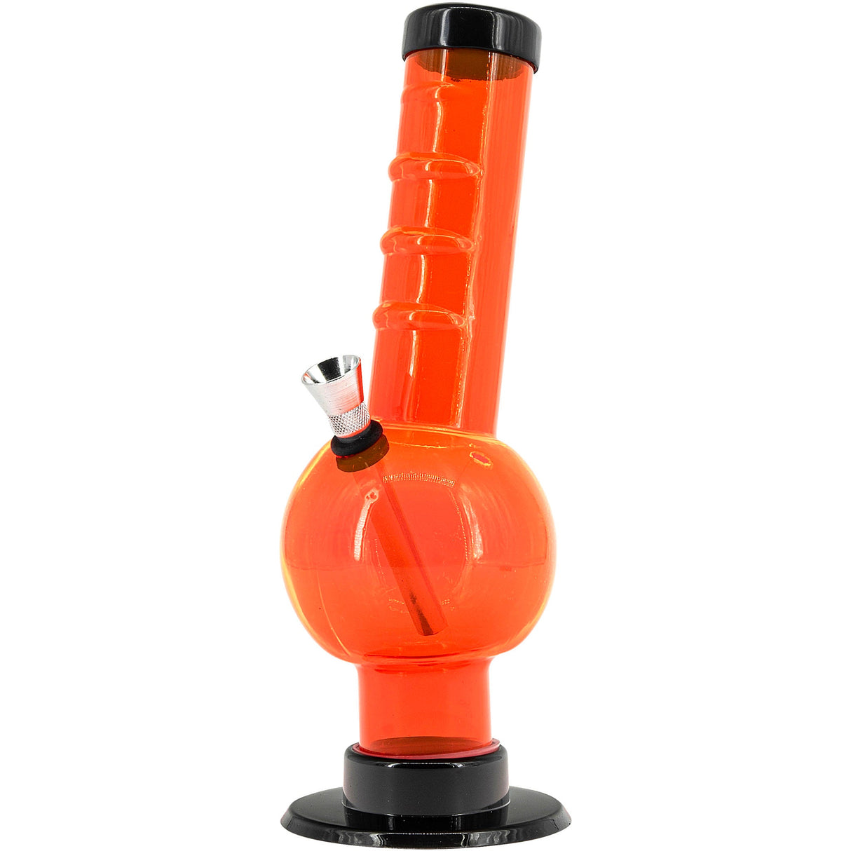 JM Plastics Acrylic Angled Neck Straight Tube Bubble Bong in Orange, 9-12 Inch Options