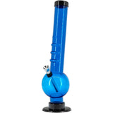 JM Plastics Acrylic Angled Neck Straight Tube Bubble Bong in Blue - Front View