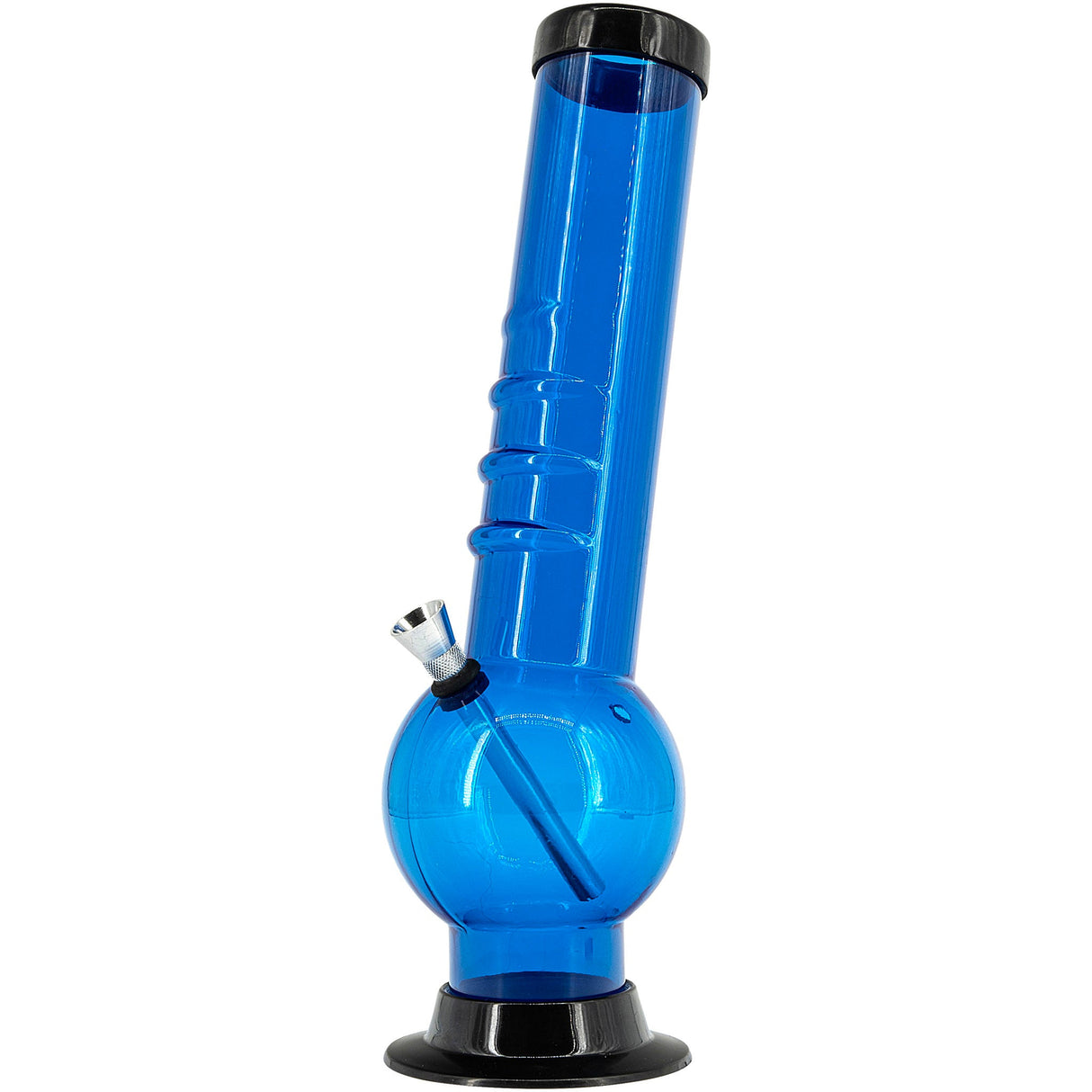 JM Plastics Acrylic Bent Neck Bubble Base Bong in Blue - Side View