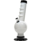 JM Plastics Acrylic Angled Neck Straight Tube Bubble Bong in White, 9-12 Inch Options