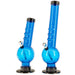 JM Plastics Acrylic Angled Neck Bubble Bongs in Blue, 9" and 12" variants, front view on white background