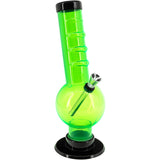 JM Plastics Acrylic Angled Neck Straight Tube Bubble Bong in Vibrant Green - Front View