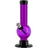 JM Plastics 6" Acrylic Bubble Bong in Purple, Front View, Compact Water Pipe for Easy Handling