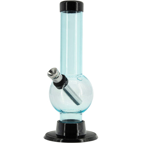 JM Plastics 6" Acrylic Bubble Bong in Light Blue with Black Accents, Front View