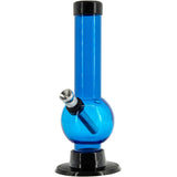 JM Plastics 6" Acrylic Bubble Bong in Blue - Front View on White Background