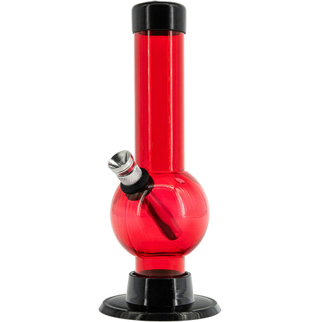 JM Plastics 6" Red Acrylic Bubble Bong - Front View on Seamless White Background