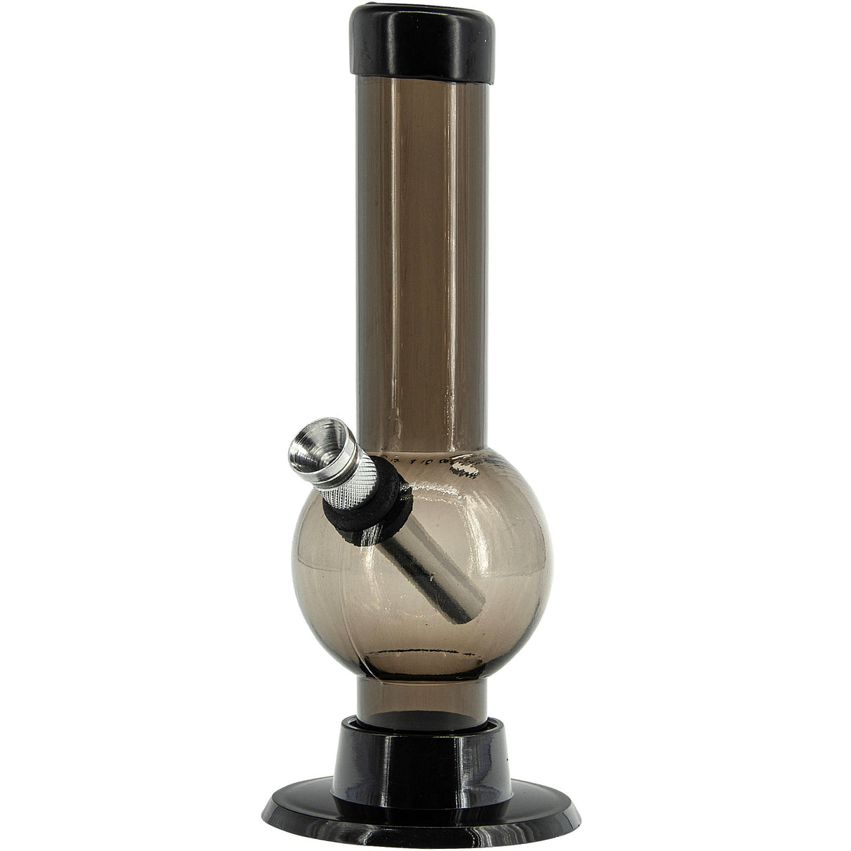 JM Plastics 6" Acrylic Bubble Bong in Black - Front View on Seamless White Background