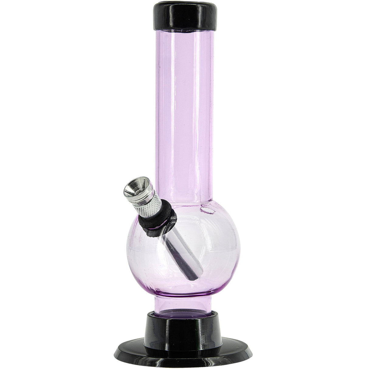 JM Plastics 6" Acrylic Bubble Bong in Pink - Front View on White Background