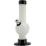 JM Plastics 6" Acrylic Bubble Bong in White, Front View, Durable with Easy Grip Base