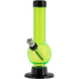 JM Plastics 6" Acrylic Bubble Bong in Illuminati Green with sturdy base - Front View