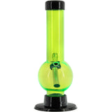 JM Plastics 6" Acrylic Bubble Bong in Neon Green - Front View on White Background