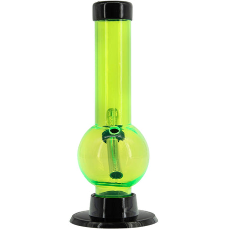 JM Plastics 6" Acrylic Bubble Bong in Neon Green - Front View on White Background