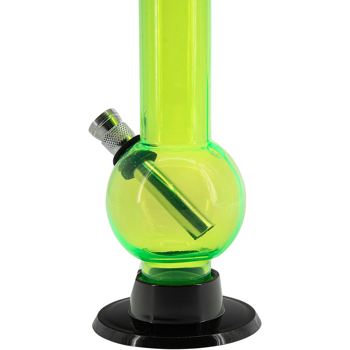 JM Plastics 6" Acrylic Bubble Bong in Vibrant Green - Front View with Metal Bowl