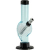 JM Plastics Mini Skull Acrylic Bong, 6" Tall in Light Blue, Front View with Black Base