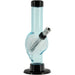 JM Plastics Mini Skull Acrylic Bong, 6" Tall in Light Blue, Front View with Black Base