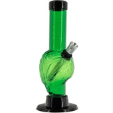 JM Plastics Mini Skull Acrylic Bong in Green, 6" Tall, Durable Water Pipe with Metal Bowl - Front View