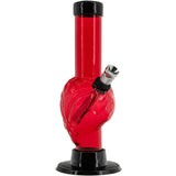 JM Plastics Mini Skull Acrylic Bong in Red, 6" Tall - Front View on White Background