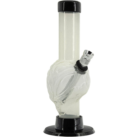 JM Plastics Mini Skull Acrylic Bong, 6" Tall in White, Front View with Sturdy Base