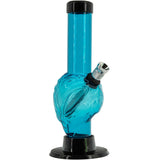 JM Plastics Mini Skull Acrylic Bong in Ice Blue, 6" Tall, Front View on Seamless White Background