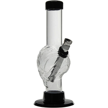 JM Plastics Mini Skull Acrylic Bong in Grey, 6" Tall, Front View on White Background