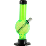 JM Plastics Mini Skull Acrylic Bong in vibrant green, 6" tall, front view on white background