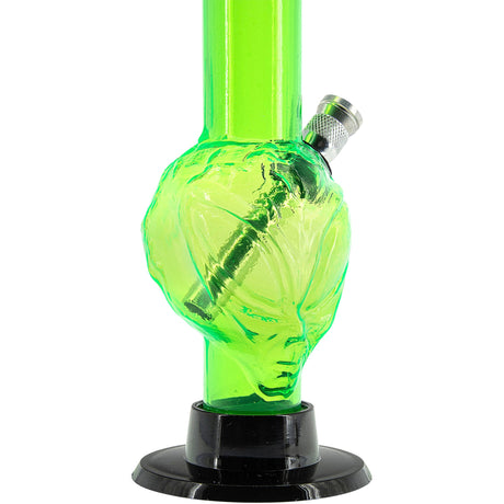 JM Plastics Mini Skull Acrylic Bong in Neon Green - 6" Tall with Metal Bowl - Front View