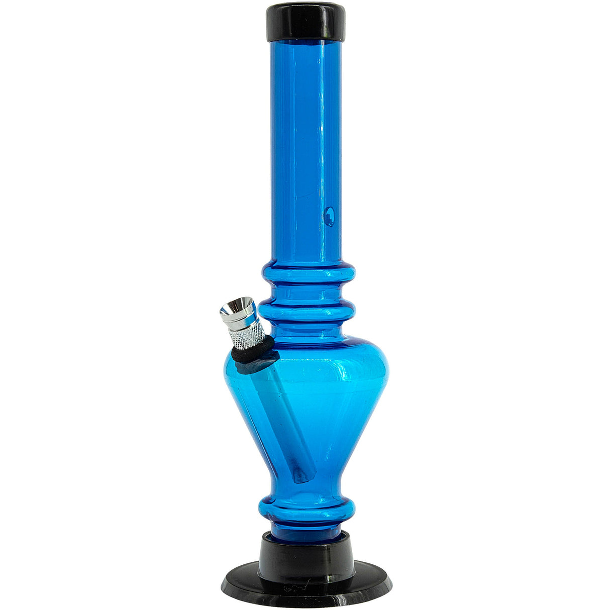 JM Plastics 8" Blue Acrylic Blossom Bong, Durable Water Pipe, Front View on White Background