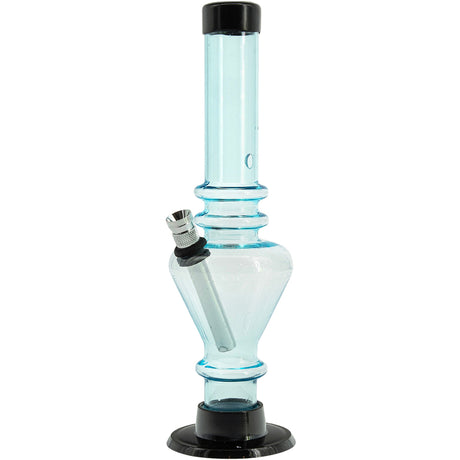 JM Plastics 8" Acrylic Blossom Bong in Light Blue with a clear view of its deep bowl and sturdy base