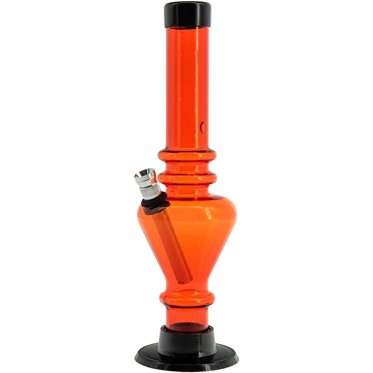 JM Plastics 8" Acrylic Blossom Bong in Red, Front View, Durable with Easy Grip Design