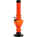 JM Plastics 8" Acrylic Blossom Bong in Red, Front View, Durable with Easy Grip Design