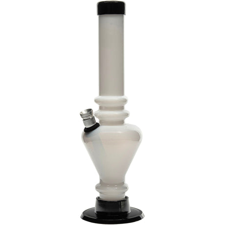 JM Plastics 8" Acrylic Blossom Bong in White, Front View, Durable Water Pipe with Sturdy Base