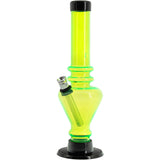 JM Plastics 8" Acrylic Blossom Bong in Illuminati Green with durable design - Front View