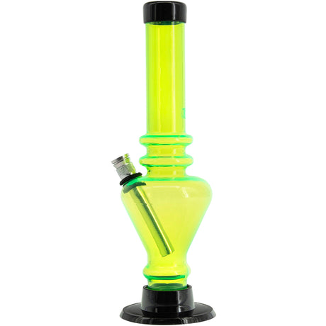 JM Plastics 8" Neon Green Acrylic Blossom Bong Front View with Black Base