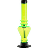 JM Plastics 8" Acrylic Blossom Bong in Neon Green, Front View, Durable Water Pipe