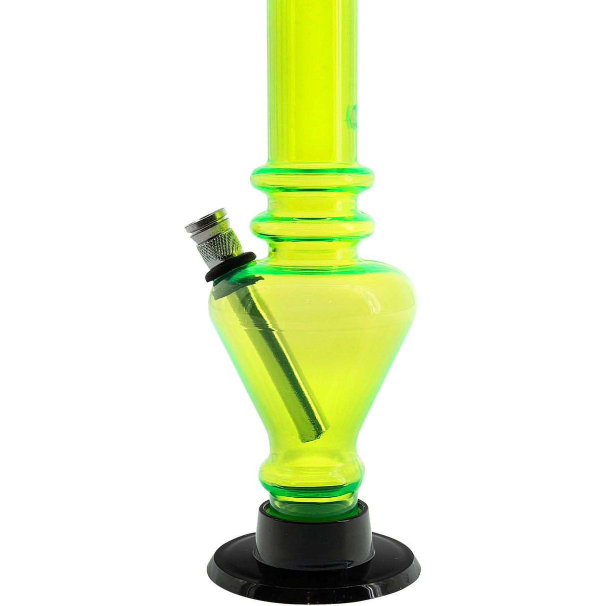 JM Plastics 8" Acrylic Blossom Bong in vibrant green, front view on white background