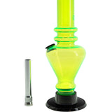 JM Plastics 8" Acrylic Blossom Bong in vibrant green with removable bowl, front view