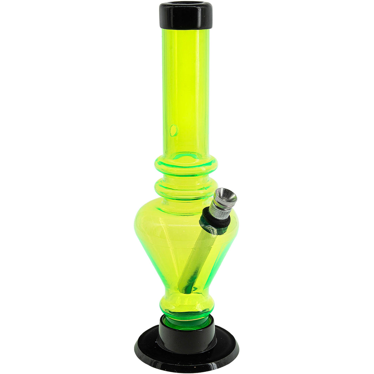 JM Plastics 8" Acrylic Blossom Bong in Vibrant Green, Front View, Durable Water Pipe