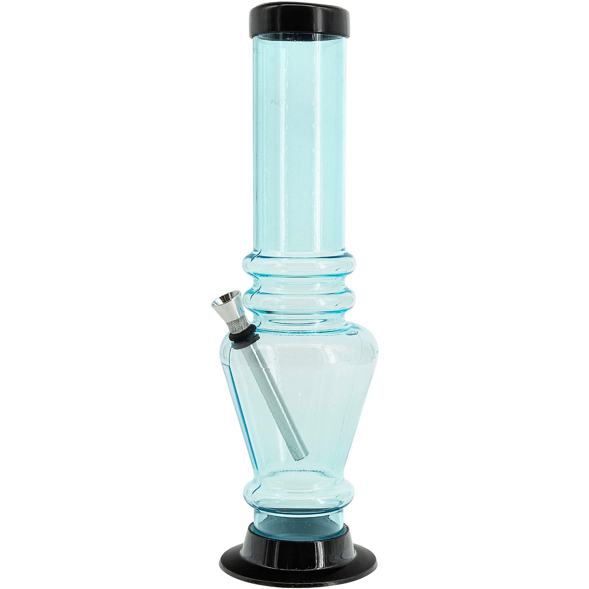 JM Plastics 12" Acrylic Vase Base Bong in Light Blue - Front View