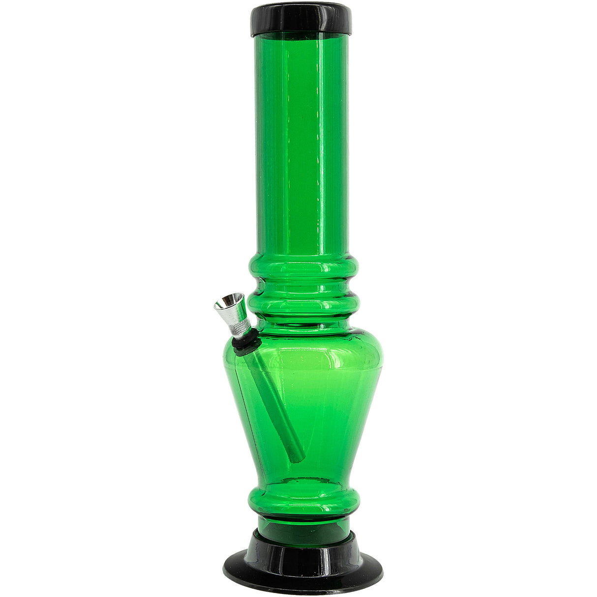 JM Plastics 12" Green Acrylic Vase Base Bong, Durable Water Pipe, Front View