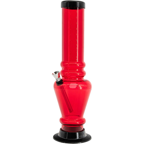 JM Plastics 12" Acrylic Vase Base Bong by JM Enterprises in Vibrant Red, Front View