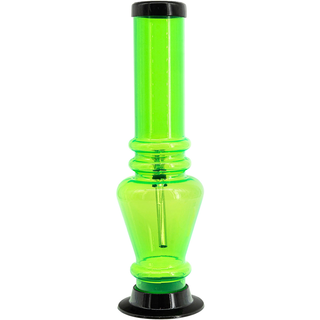 JM Plastics 12" Acrylic Vase Base Bong in Vibrant Green - Front View