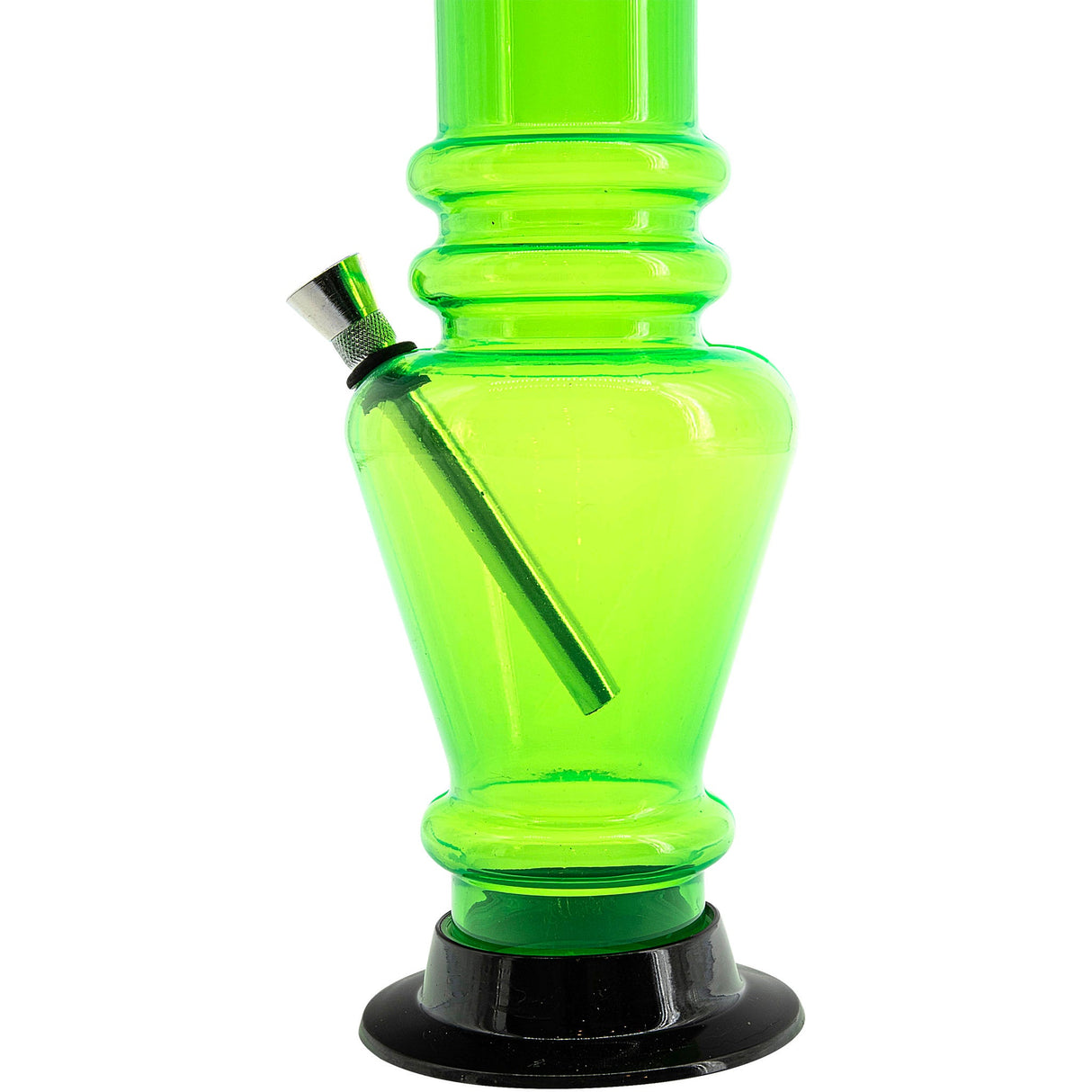 JM Plastics 12" Acrylic Vase Base Bong in Vibrant Green - Durable Water Pipe