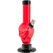 JM Plastics Mini Alien Head Acrylic Bong, 6" Tall in Red, Front View on White Background