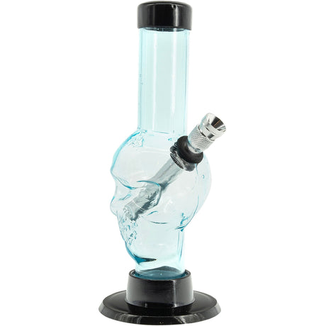 JM Plastics Mini Alien Head Acrylic Bong in Light Blue, 6" Tall, Front View on White Background